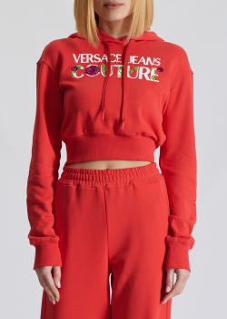 Укороченное худи Versace Jeans Couture красного цвета, фото